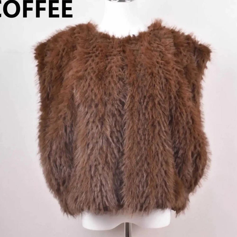 FROM PARIS FRANCE Brown Faux Fur Vest